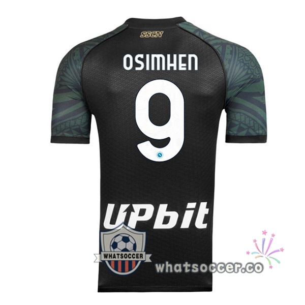 SSC Napoli (Victor Osimhen 9) Third Soccer Jerseys Black 2023-2024