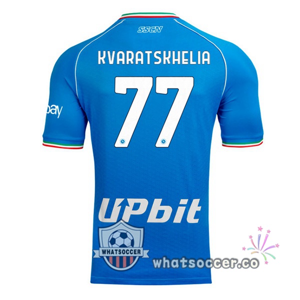 SSC Napoli (Khvicha Kvaratskhelia 77) Home Soccer Jerseys Blue 2023-2024
