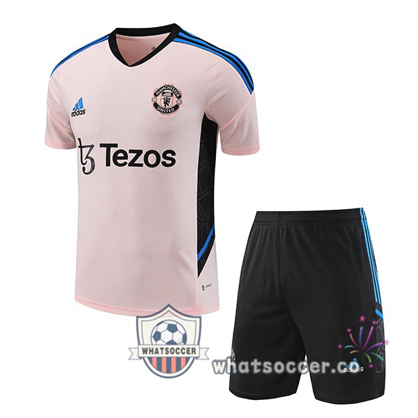 Manchester United Training T-Shirts + Shorts Rose 2023/2024