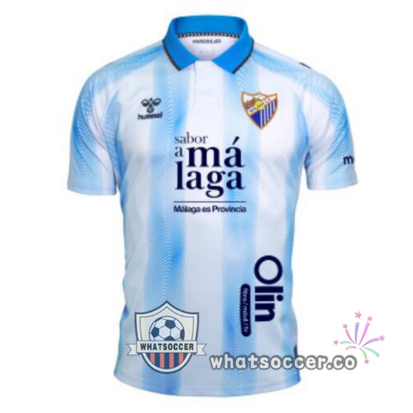 Malaga Home Soccer Jerseys White Blue 2023-2024