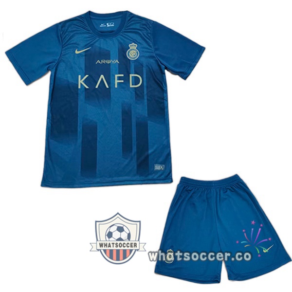 Al-Nassr FC Kids Away Soccer Jerseys Blue 2023-2024