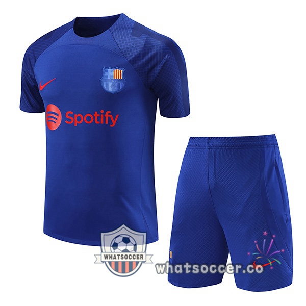FC Barcelona Training T-Shirts + Shorts Blue Royal 2023/2024