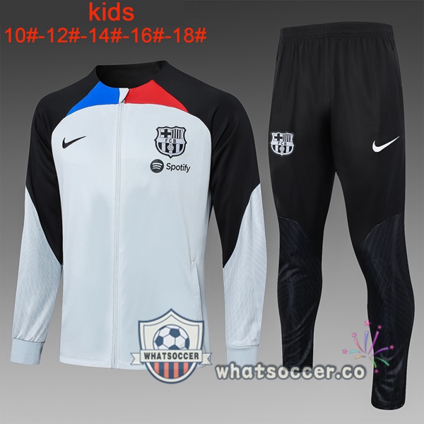 Training Jacket FC Barcelona Kids White Black 2023/2024