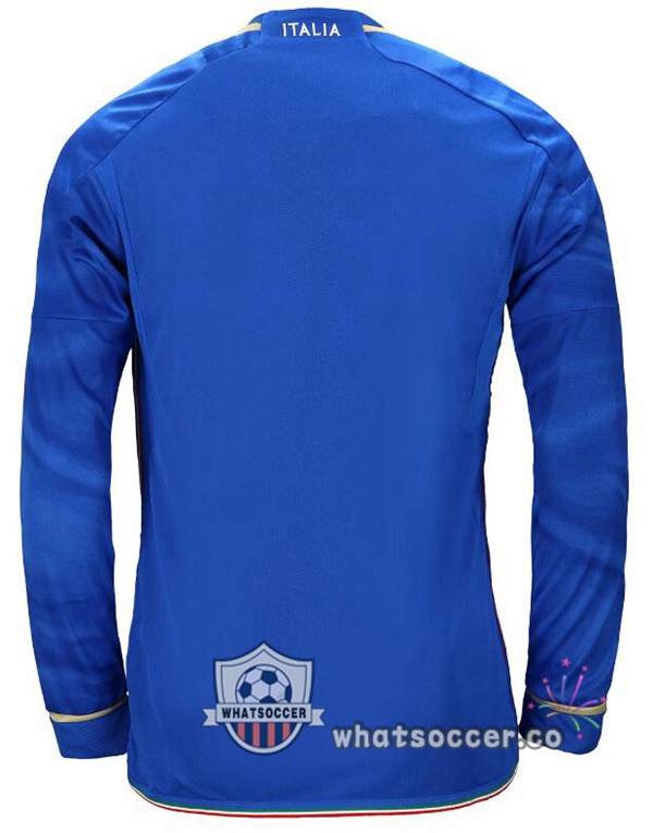 Italy Long Sleeve Home Soccer Jerseys Blue 2023-2024