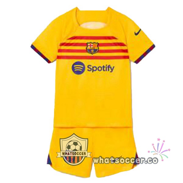 FC Barcelona Kids Fourth Soccer Jerseys Yellow 2022-2023