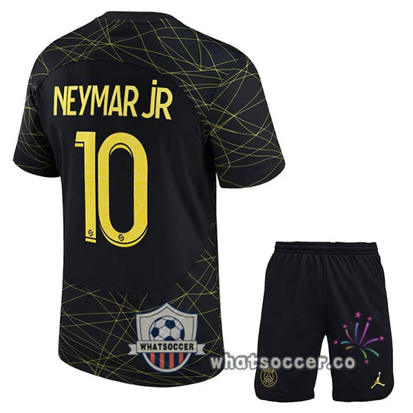Paris PSG (NEYMAR JR 10) Kids Fourth Soccer Jerseys Black 2022-2023