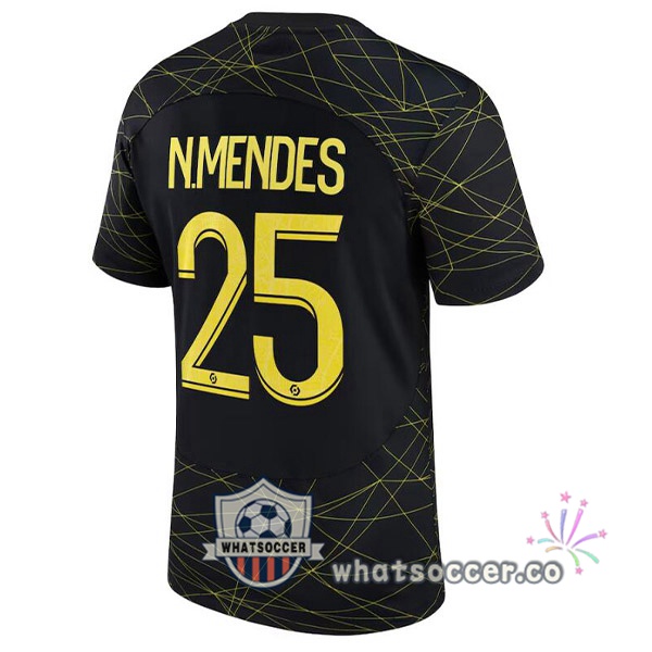 Paris PSG (N.MENDES 25) Fourth Soccer Jerseys Black 2022-2023