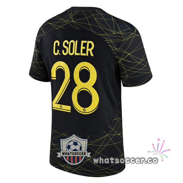 Paris PSG (C. SOLER 28) Fourth Soccer Jerseys Black 2022-2023