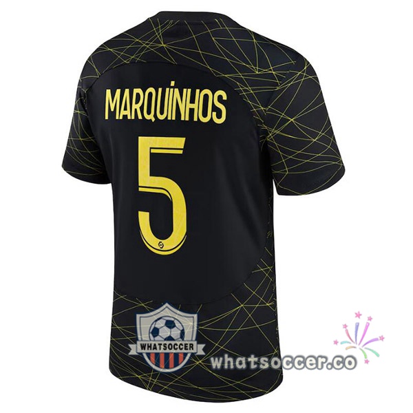 Paris PSG (MARQUINHOS 5) Fourth Soccer Jerseys Black 2022-2023