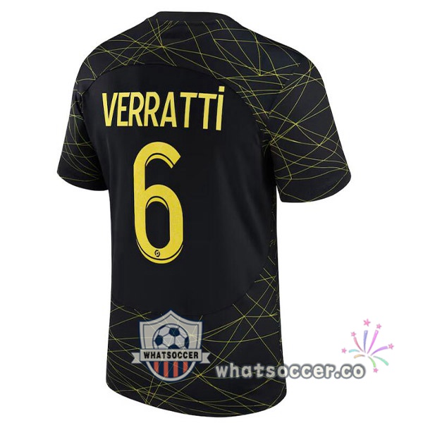 Paris PSG (VERRATTI 6) Fourth Soccer Jerseys Black 2022-2023