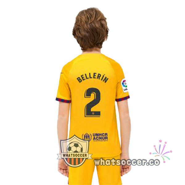 FC Barcelona (BELLERÍN 2) Kids Fourth Soccer Jerseys Yellow 2022-2023