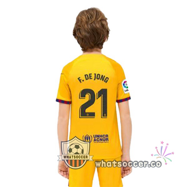 FC Barcelona (F. DE JONG 21) Kids Fourth Soccer Jerseys Yellow 2022-2023