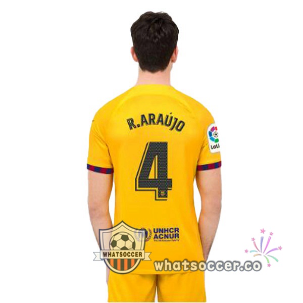 FC Barcelona (R. ARAUJO 4) Fourth Soccer Jerseys Yellow 2022-2023