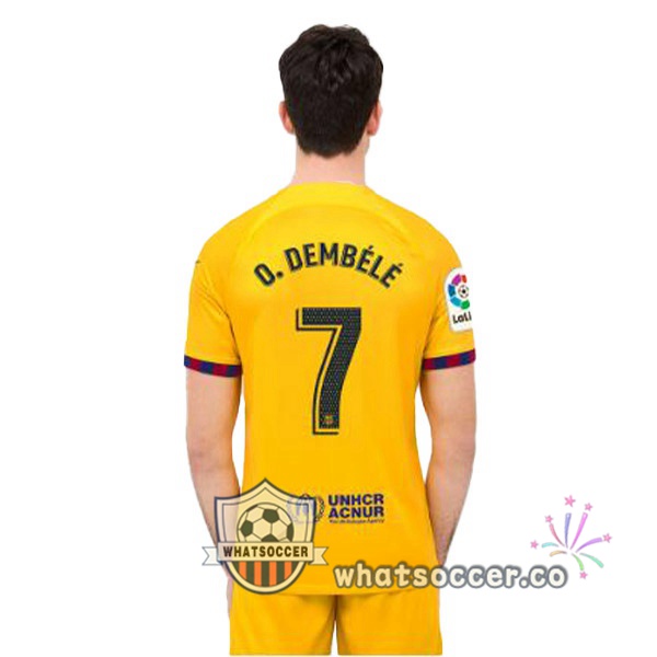 FC Barcelona (O. DEMBÉLÉ 7) Fourth Soccer Jerseys Yellow 2022-2023