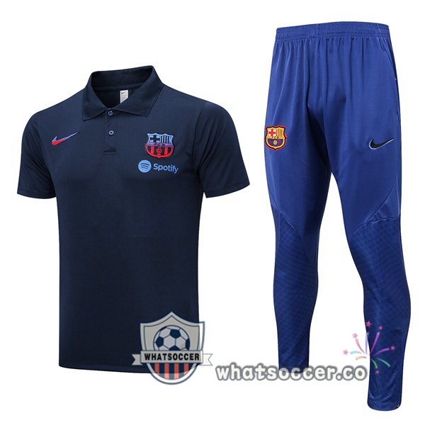 Training Polo FC Barcelona + Pants Blue Royal 2023-2024