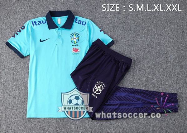 Training Polo Brazil + Pants Blue 2023-2024