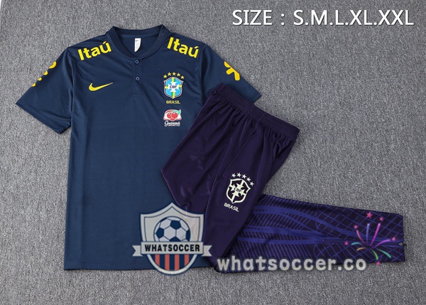 Training Polo Brazil + Pants Blue Royal 2023-2024