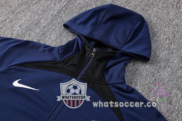 Paris PSG Blue Royal Hooded Jacket 2023-2024