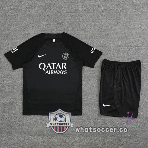 Paris PSG Training T-Shirts + Shorts Black 2023-2024