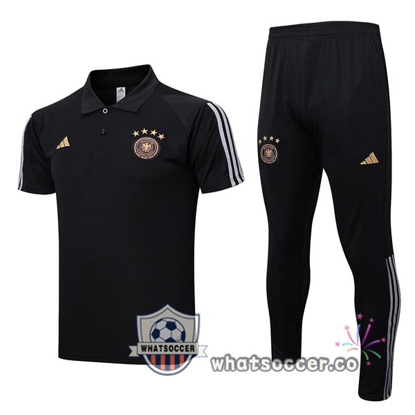 Training Polo Germany + Pants Black 2023-2024