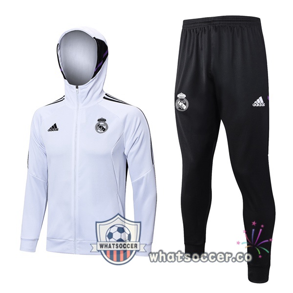 Real Madrid White Hooded Jacket 2023-2024