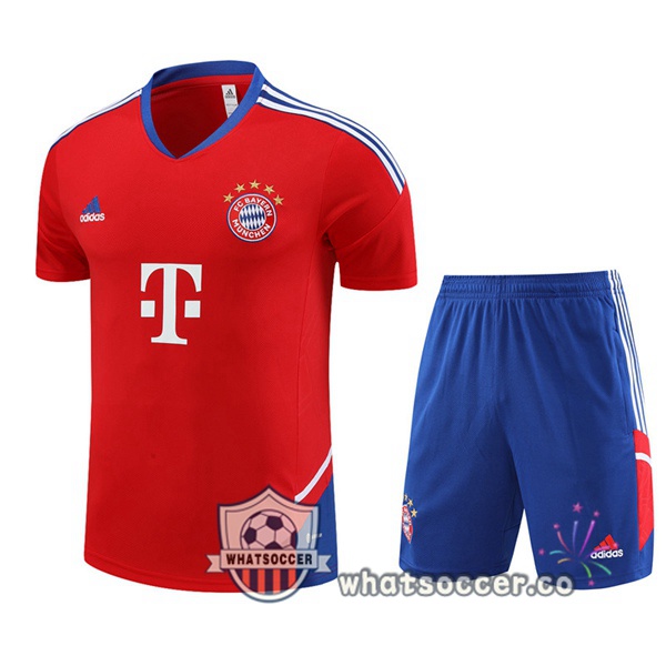 Bayern Munich Training T-Shirts + Shorts Red 2023-2024