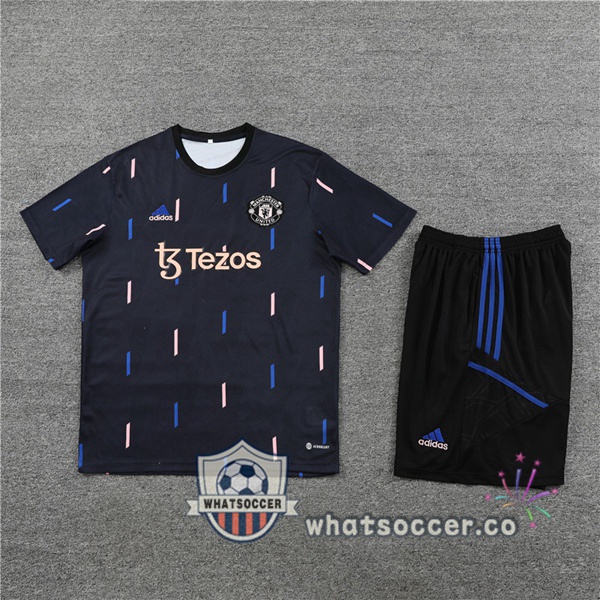 Manchester United Training T-Shirts + Shorts Black 2023-2024