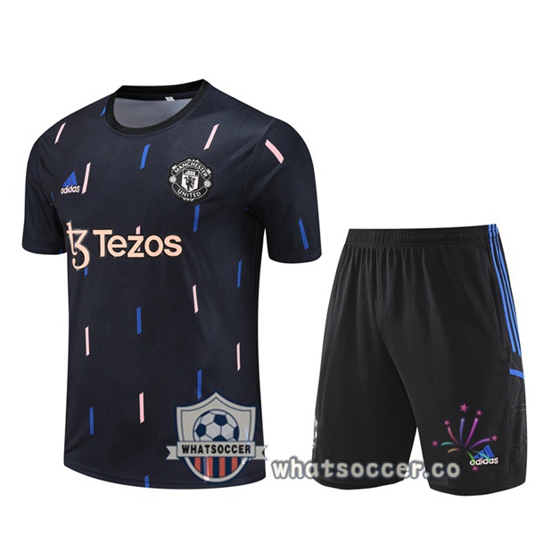 Manchester United Training T-Shirts + Shorts Black 2023-2024