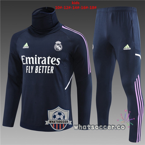 Real Madrid High Collar Kids Blue Royal Tracksuit 2023-2024