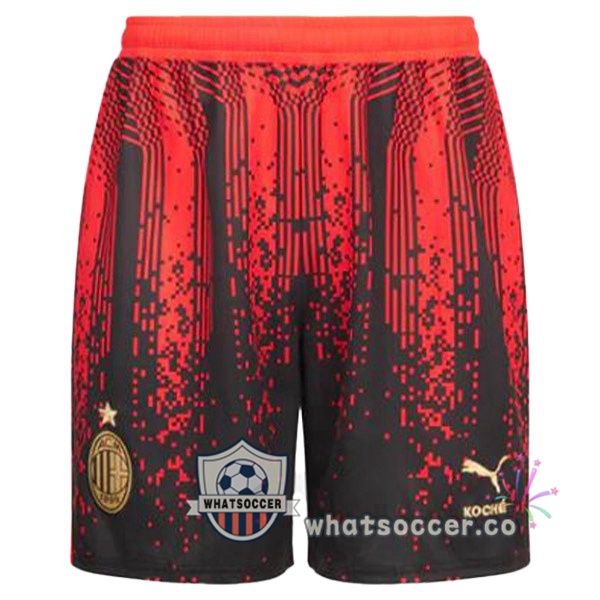 AC Milan Fourth Soccer Shorts Red Black 2022-2023