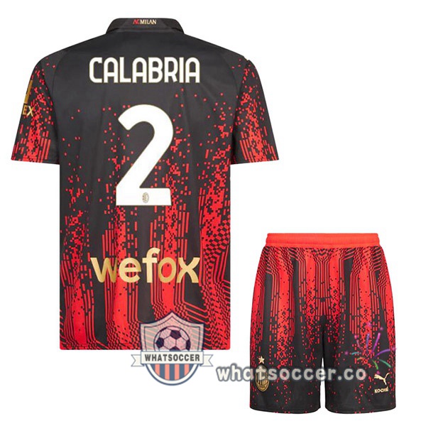 AC Milan (CALABRIA 2) Kids Fourth Soccer Jerseys Red Black 2022-2023