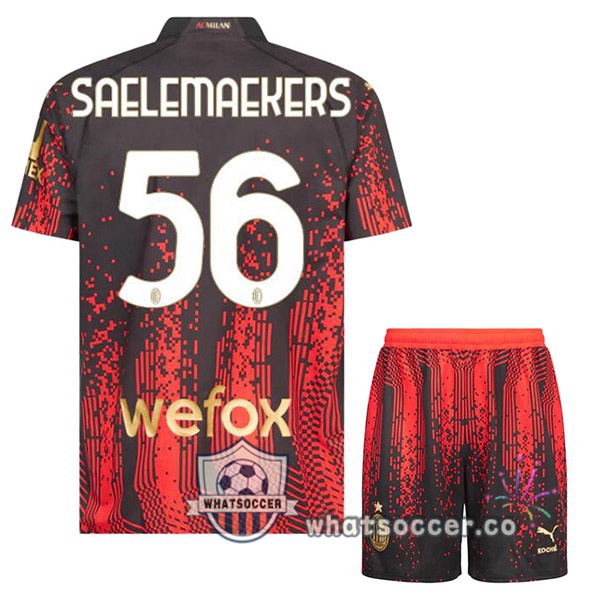 AC Milan (SAELEMAEKERS 56) Kids Fourth Soccer Jerseys Red Black 2022-2023