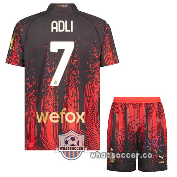 AC Milan (ADLI 7) Kids Fourth Soccer Jerseys Red Black 2022-2023