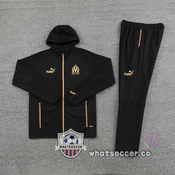 Olympique de Marseille Black Hooded Jacket 2023-2024