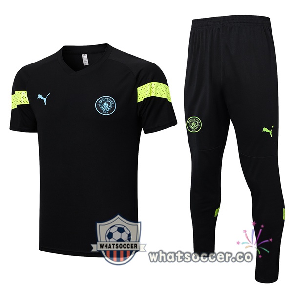 Manchester City Training T-Shirts + Pants Black 2023-2024