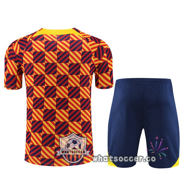 FC Barcelona Training T-Shirts + Shorts Yellow 2023-2024