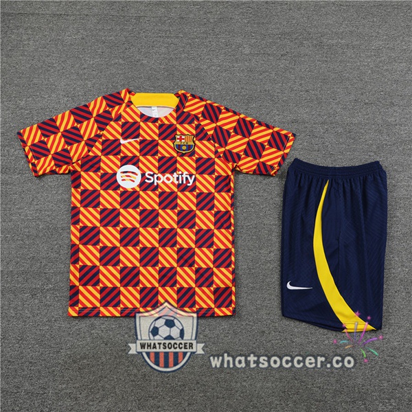 FC Barcelona Training T-Shirts + Shorts Yellow 2023-2024
