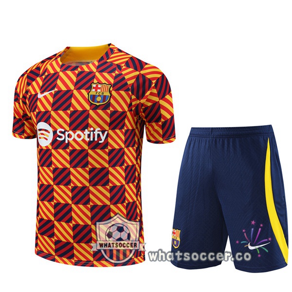 FC Barcelona Training T-Shirts + Shorts Yellow 2023-2024