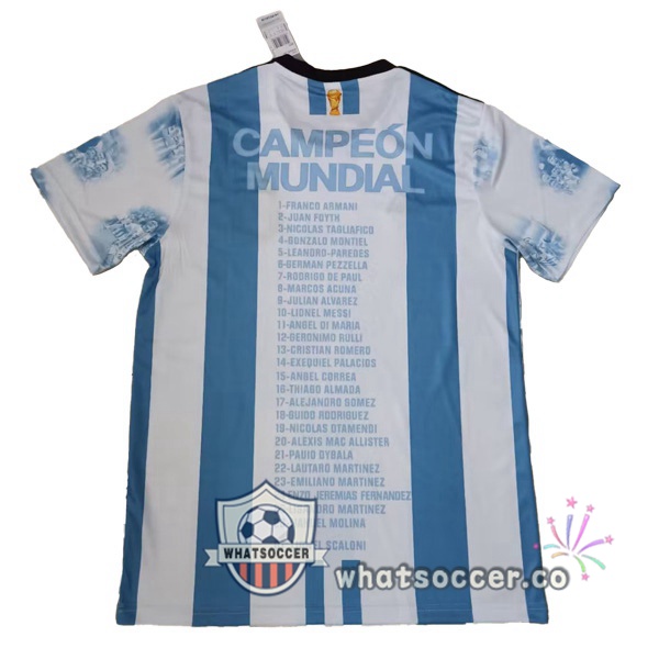 3 Stars Argentina Commemorative Edition Soccer Jerseys Blue White 2022-2023