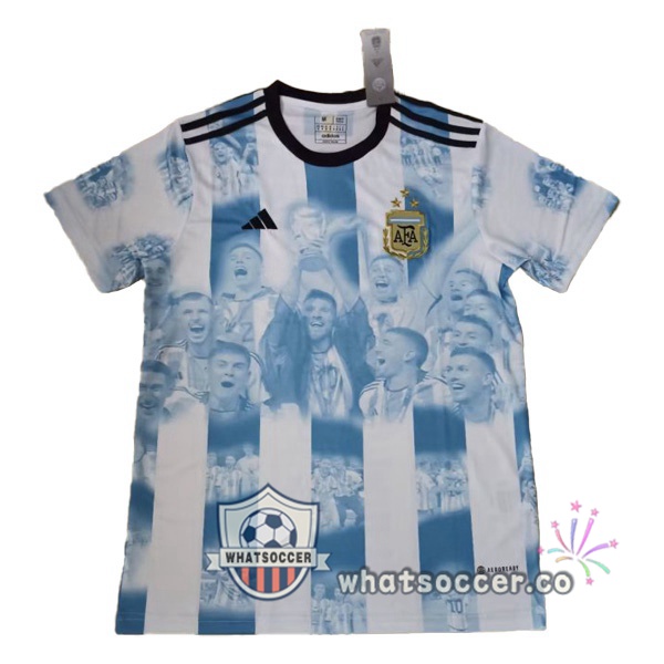 3 Stars Argentina Commemorative Edition Soccer Jerseys Blue White 2022-2023