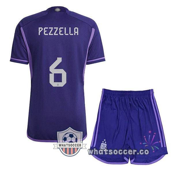 3 Stars Argentina (PEZZELLA 6) Kids Away Soccer Jerseys Purple 2022-2023
