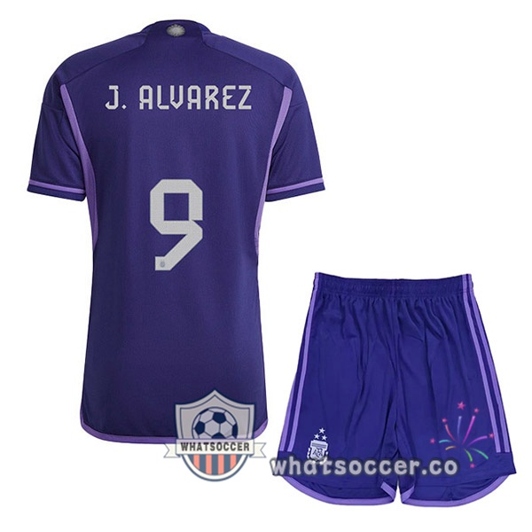 3 Stars Argentina (J. ALVAREZ 9) Kids Away Soccer Jerseys Purple 2022-2023