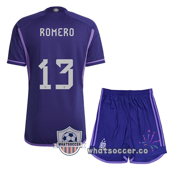 3 Stars Argentina (ROMERO 13) Kids Away Soccer Jerseys Purple 2022-2023