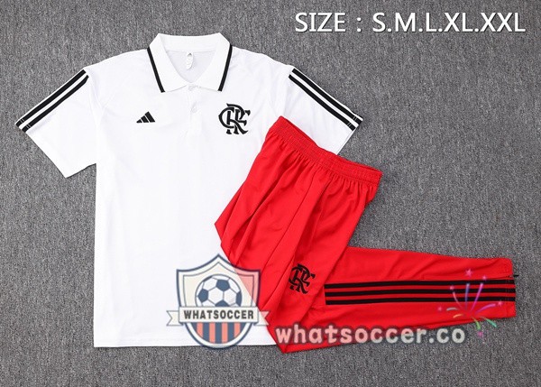 Training Polo Flamengo + Pants White 2023-2024