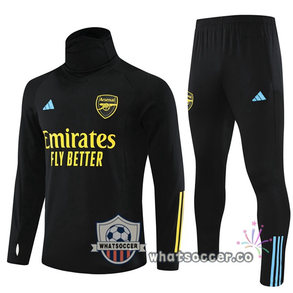 Arsenal High Collar Black Tracksuit 2023-2024