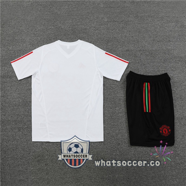 Manchester United Training T-Shirts + Shorts White 2023-2024