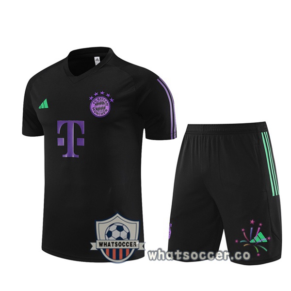 Bayern Munich Training T-Shirts + Shorts Black 2023-2024