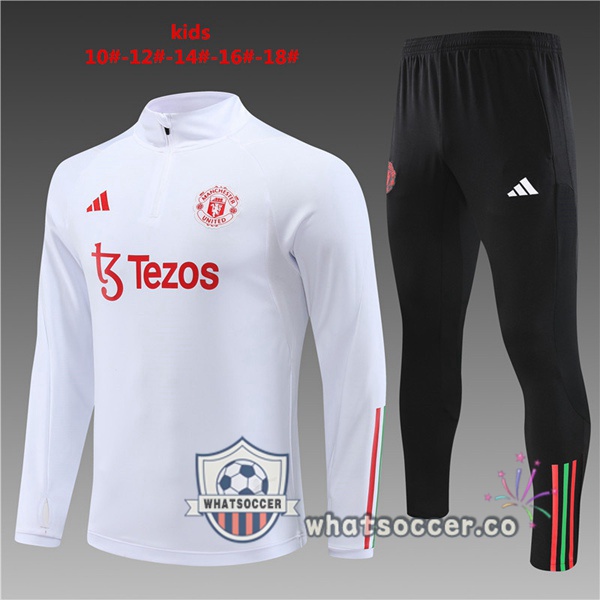 Manchester United Kids White Tracksuit 2023-2024