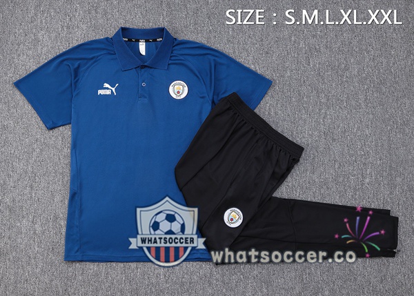Training Polo Manchester City + Pants Blue Royal 2023-2024