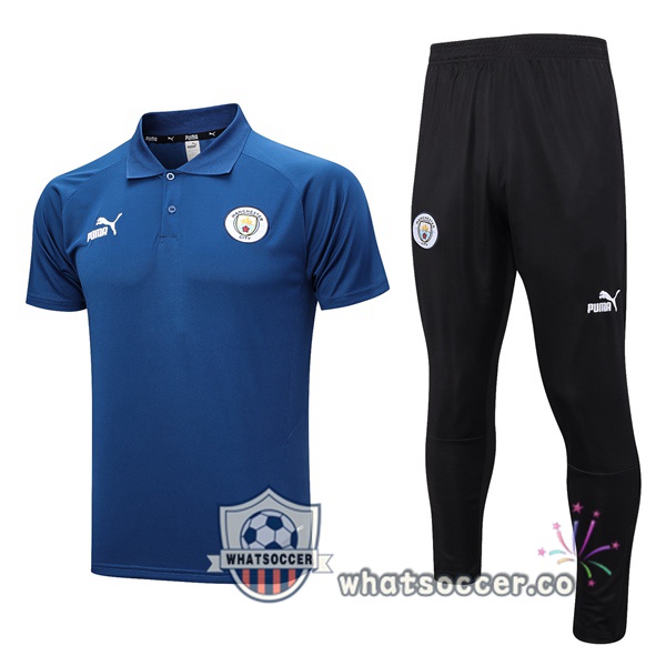 Training Polo Manchester City + Pants Blue Royal 2023-2024